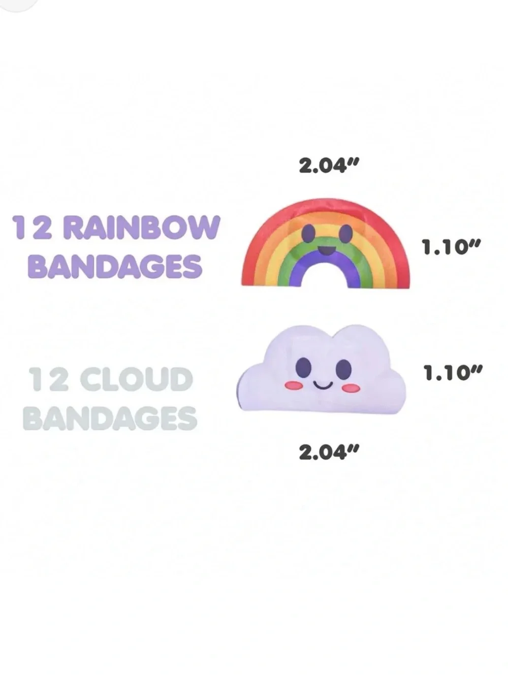 NEW - Boo-Boo Buddies Kid Bandages: Watermelon/Strawberry & Rainbow/Cloud 48PCS